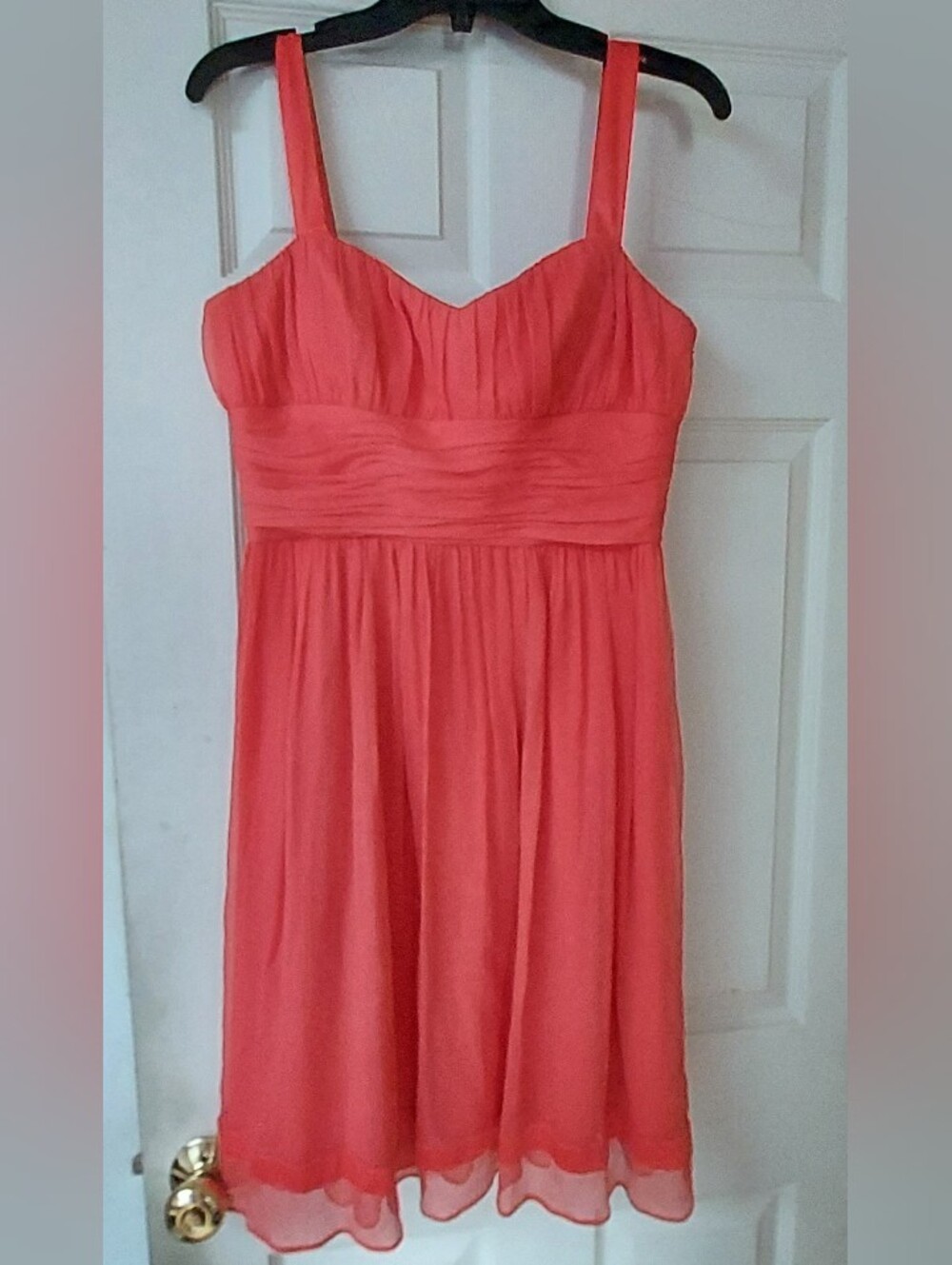 Tahari Silk Sleeveless Orange Coral Crinkle Party Bridesmaid Prom Short Dress 6